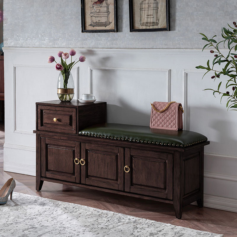 Solid Wood Entryway Bench Traditional Seating Bench with Upholstered