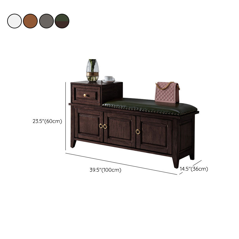 Solid Wood Entryway Bench Traditional Seating Bench with Upholstered