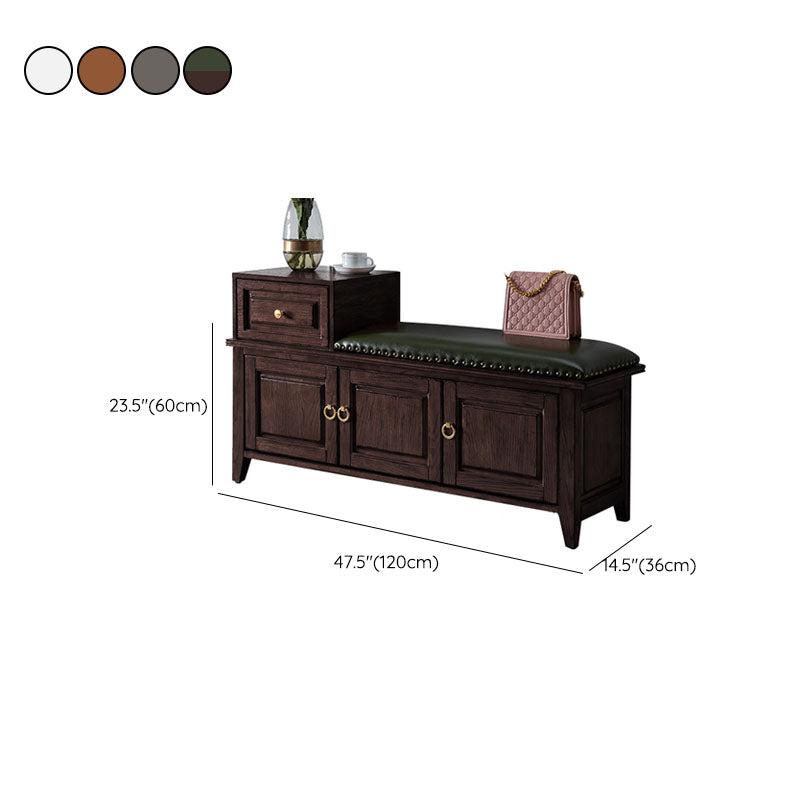 Solid Wood Entryway Bench Traditional Seating Bench with Upholstered