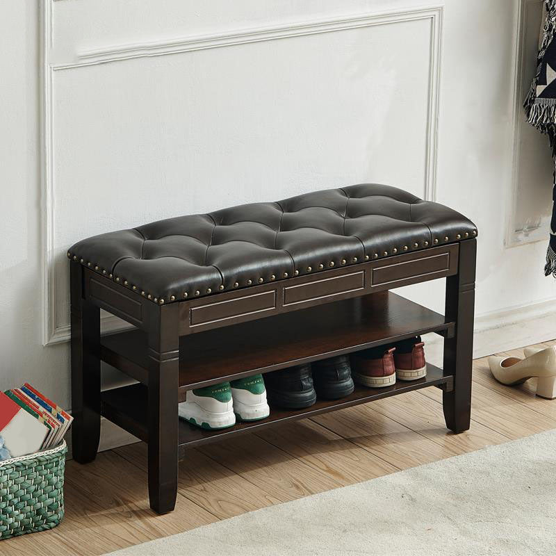 13.65-inch W Traditional Entryway Bench Solid Wood Seating Bench with Upholstered