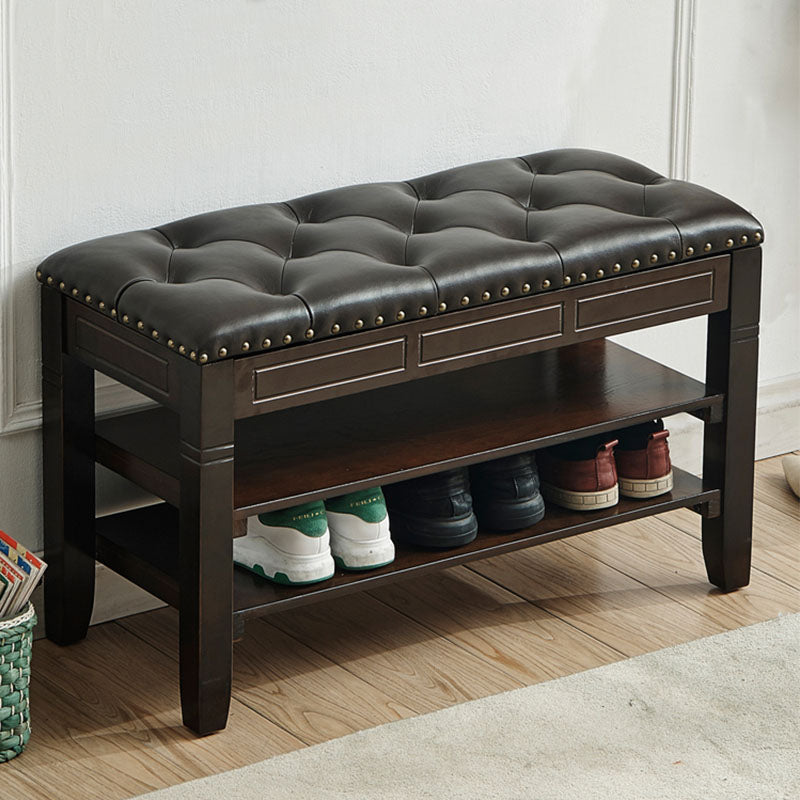 13.65-inch W Traditional Entryway Bench Solid Wood Seating Bench with Upholstered