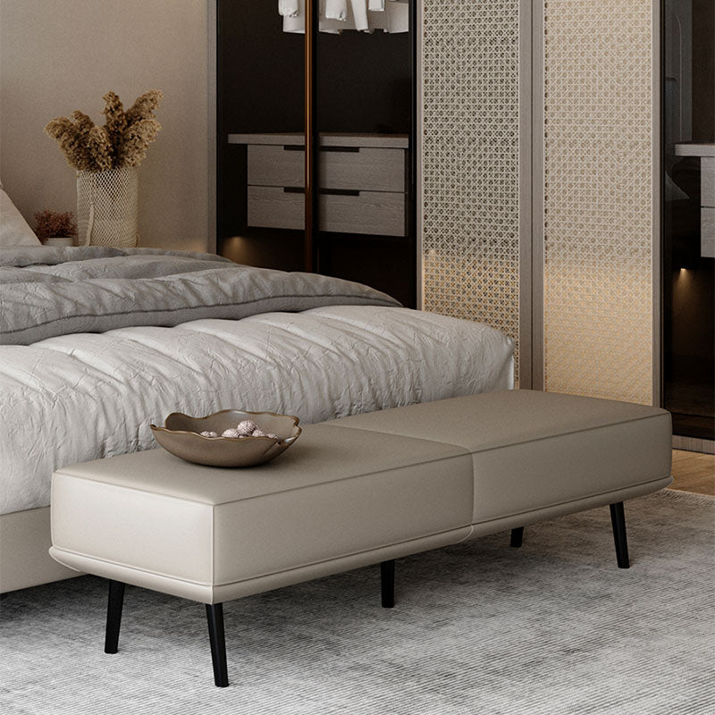 Contemporary Upholstered Bench Bedroom Rectangle Seating Bench with Black Legs