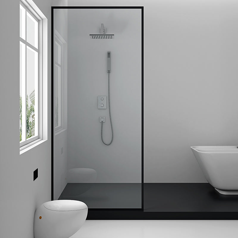 Metal and Glass Shower Door Simple Inline Black Shower Bath Door
