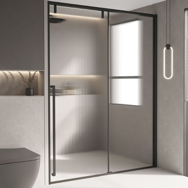 Glass and Metal Shower Door Simple One-Line Shower Black Bath Door