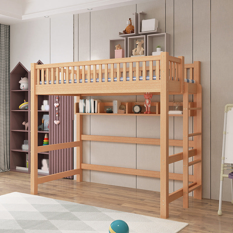 Modern Headboard Loft Bed Built-In Ladder Guardrail Bed with Desk