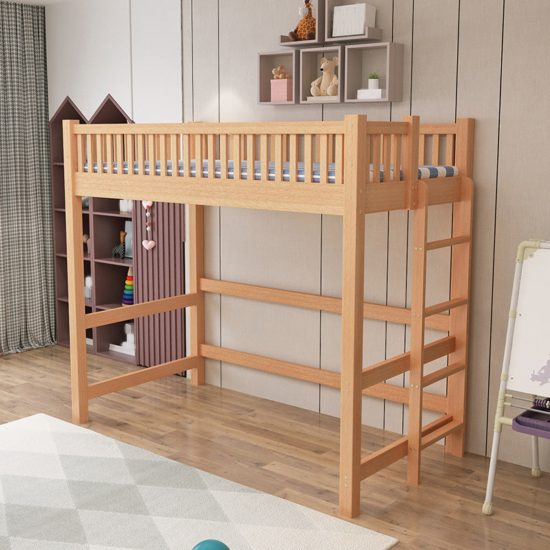 Modern Headboard Loft Bed Built-In Ladder Guardrail Bed with Desk