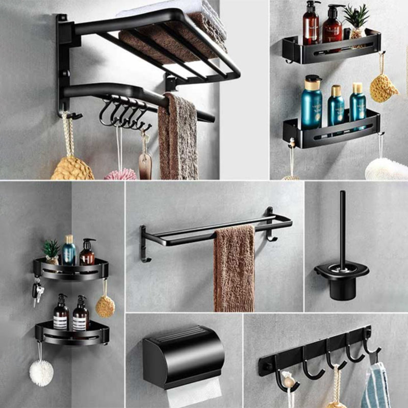 Modern Aluminum Bath Hardware Set Black Bathroom Accessory Kit