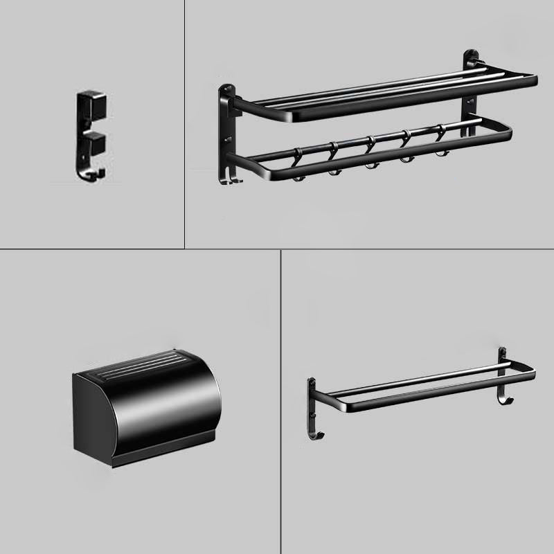 Modern Aluminum Bath Hardware Set Black Bathroom Accessory Kit