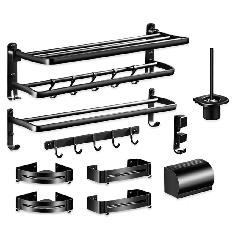 Modern Aluminum Bath Hardware Set Black Bathroom Accessory Kit