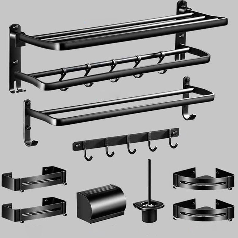 Modern Aluminum Bath Hardware Set Black Bathroom Accessory Kit