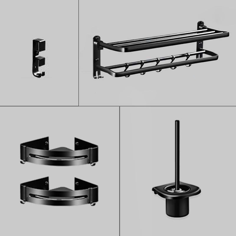 Modern Aluminum Bath Hardware Set Black Bathroom Accessory Kit