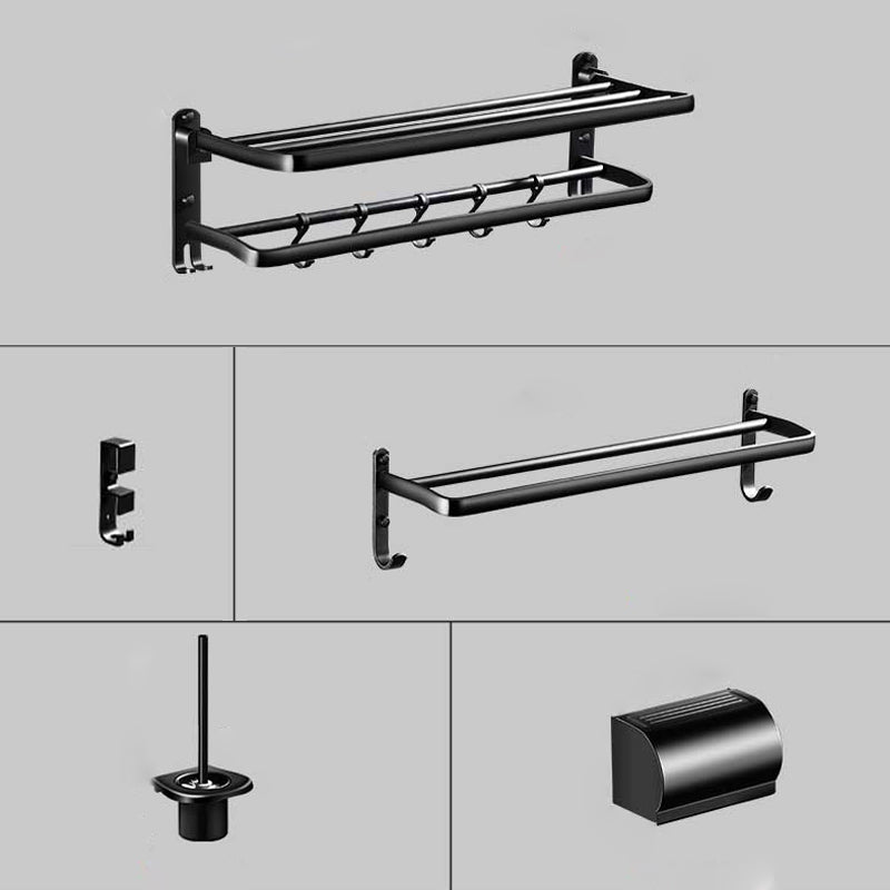 Modern Aluminum Bath Hardware Set Black Bathroom Accessory Kit