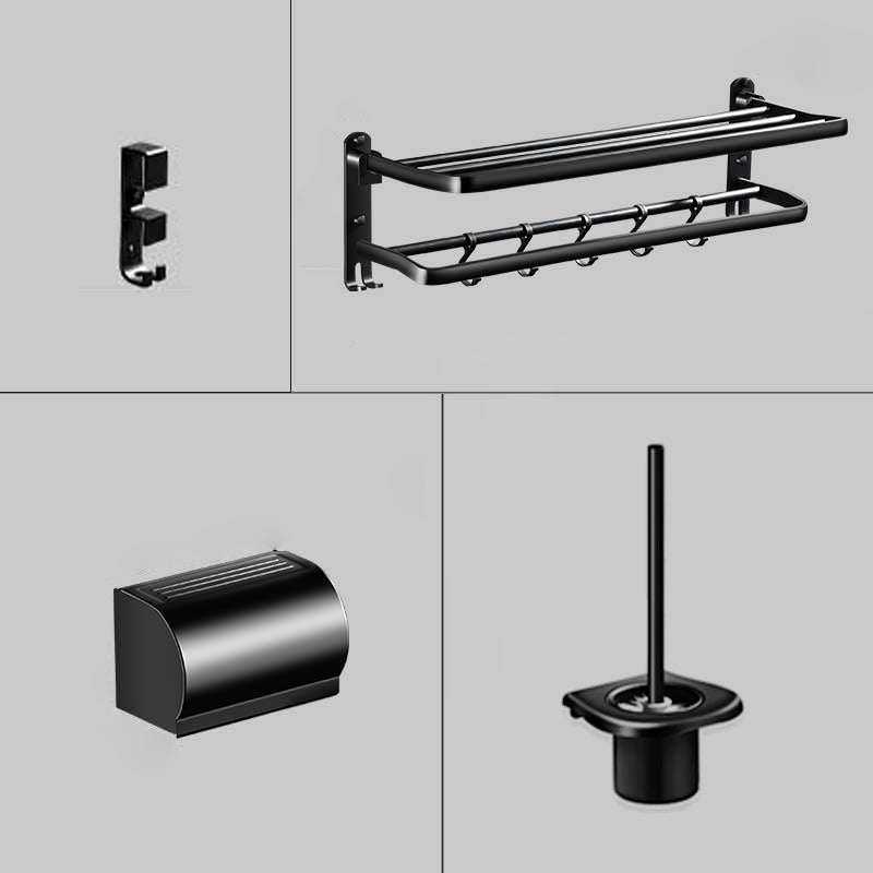 Modern Aluminum Bath Hardware Set Black Bathroom Accessory Kit