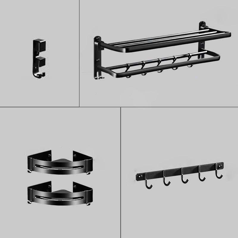 Modern Aluminum Bath Hardware Set Black Bathroom Accessory Kit