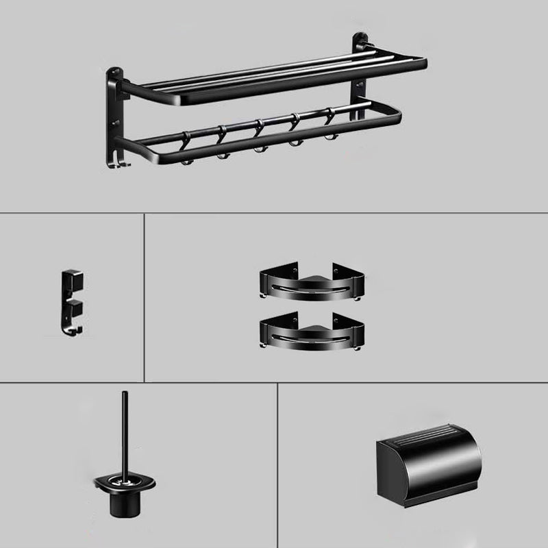 Modern Aluminum Bath Hardware Set Black Bathroom Accessory Kit