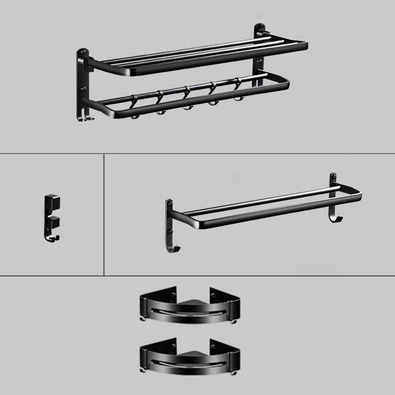 Modern Aluminum Bath Hardware Set Black Bathroom Accessory Kit