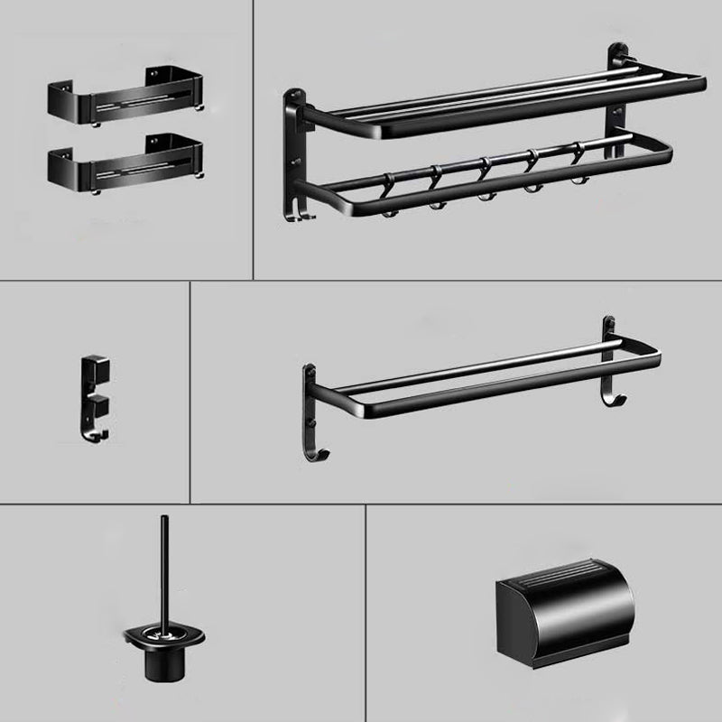 Modern Aluminum Bath Hardware Set Black Bathroom Accessory Kit