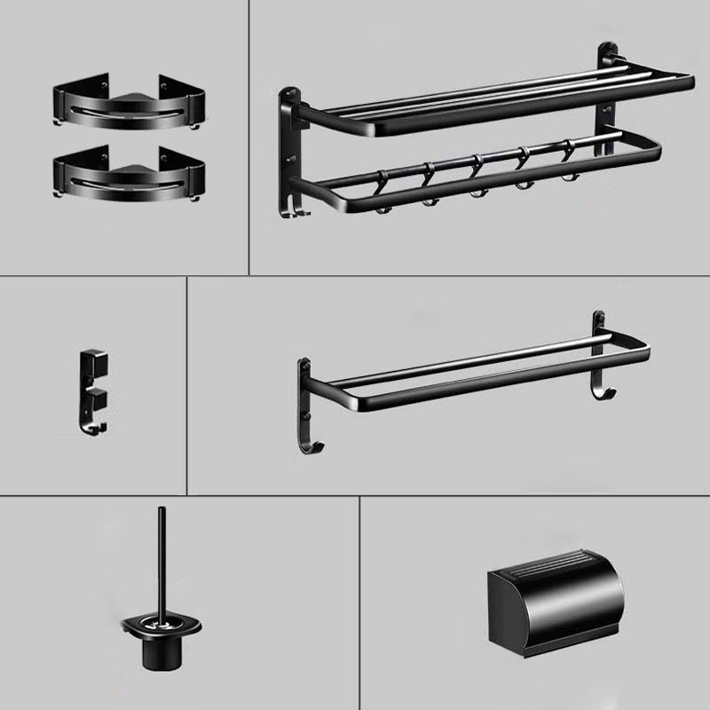 Modern Aluminum Bath Hardware Set Black Bathroom Accessory Kit