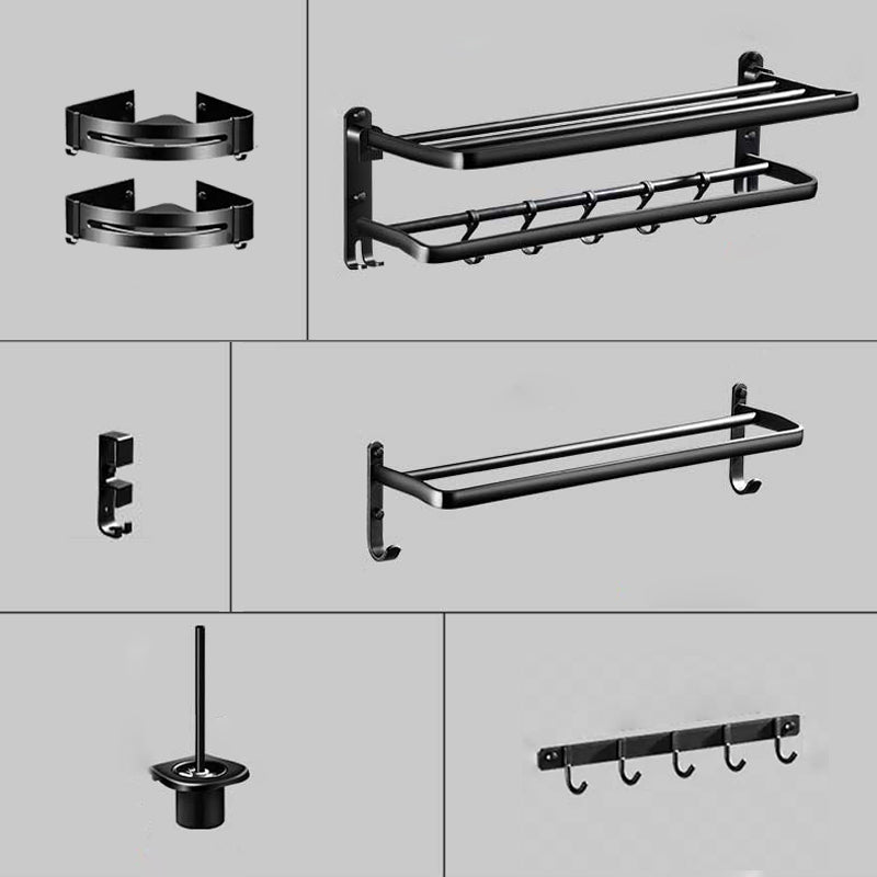 Modern Aluminum Bath Hardware Set Black Bathroom Accessory Kit