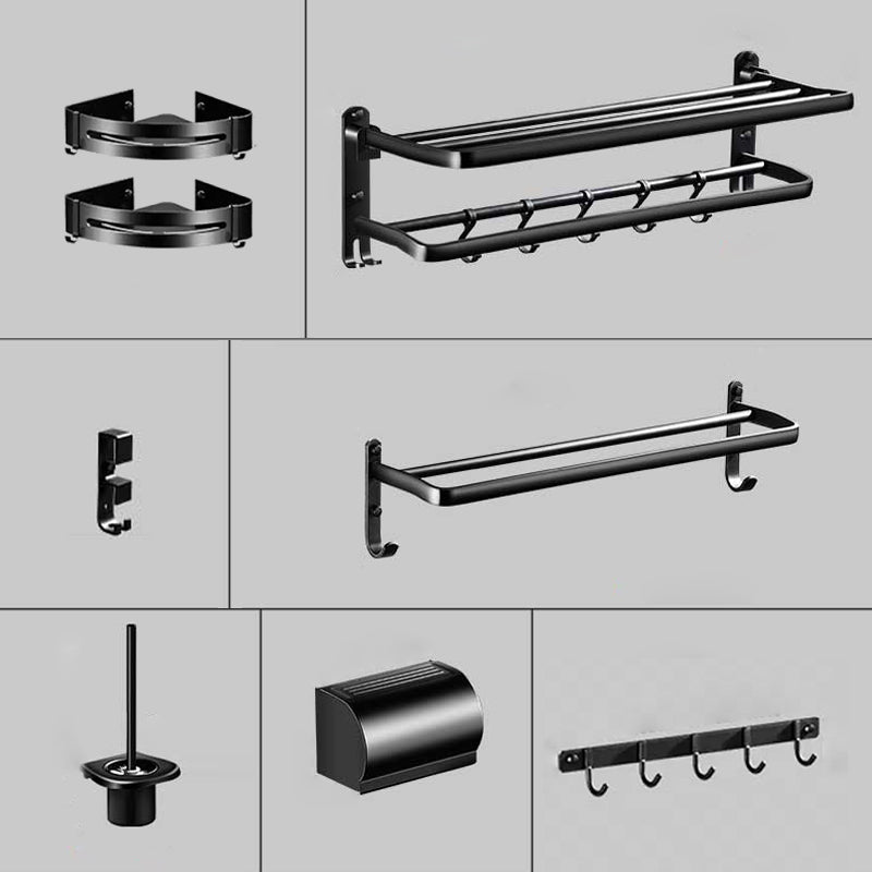 Modern Aluminum Bath Hardware Set Black Bathroom Accessory Kit