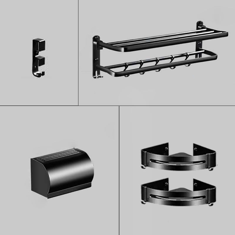 Modern Aluminum Bath Hardware Set Black Bathroom Accessory Kit