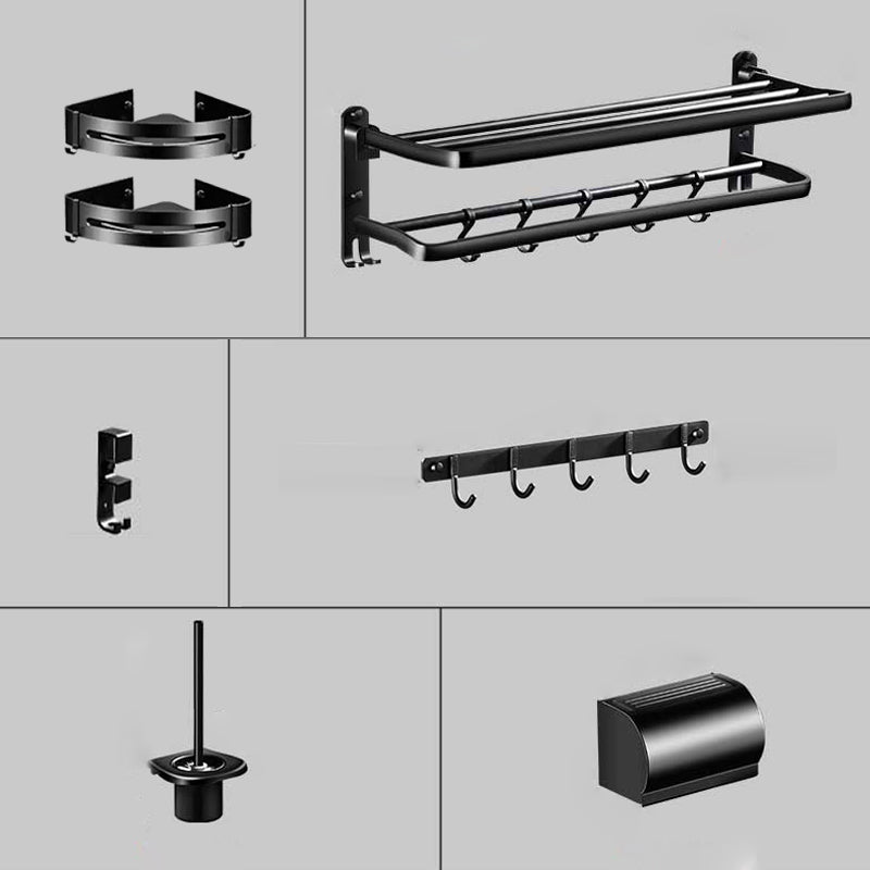 Modern Aluminum Bath Hardware Set Black Bathroom Accessory Kit