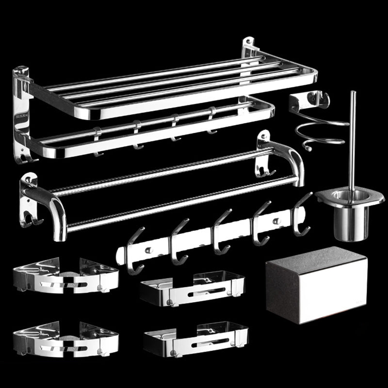 Modern Stainless Steel Bath Hardware Set Sliver Bathroom Accessory Kit