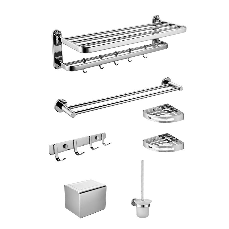 Modern Steel Bath Hardware Set Sliver Bathroom Accessory Kit