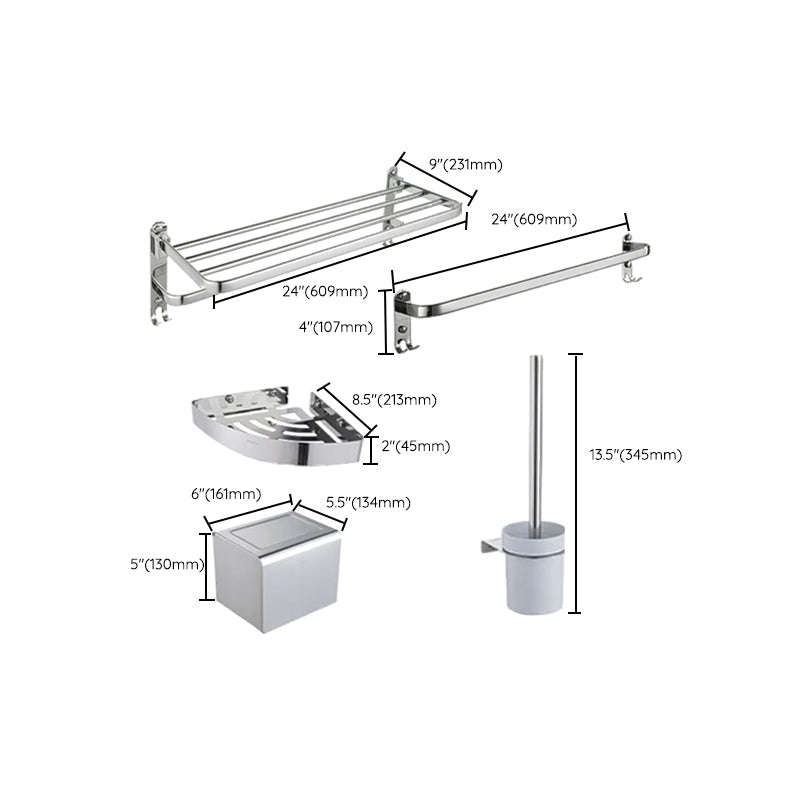 Modern Steel Bath Hardware Set Sliver Bathroom Accessory Kit