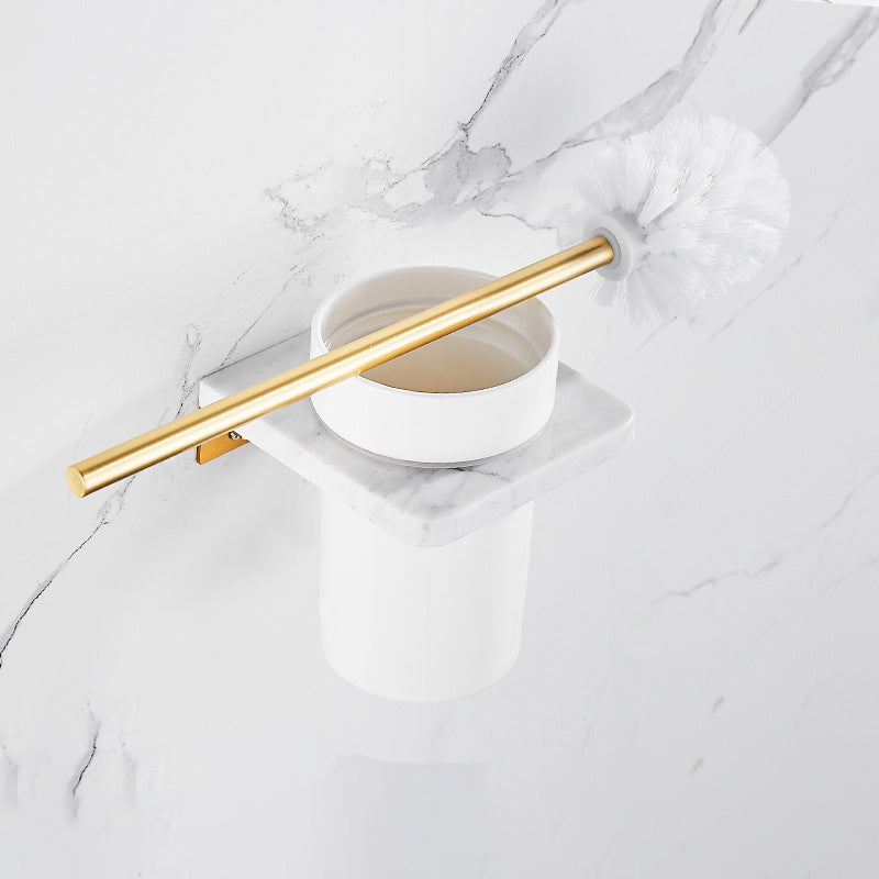 Marble & Brass Bath Hardware Set Golden Bathroom Accessory Kit