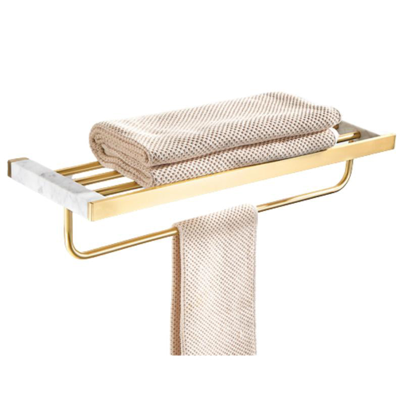 Marble & Brass Bath Hardware Set Golden Bathroom Accessory Kit