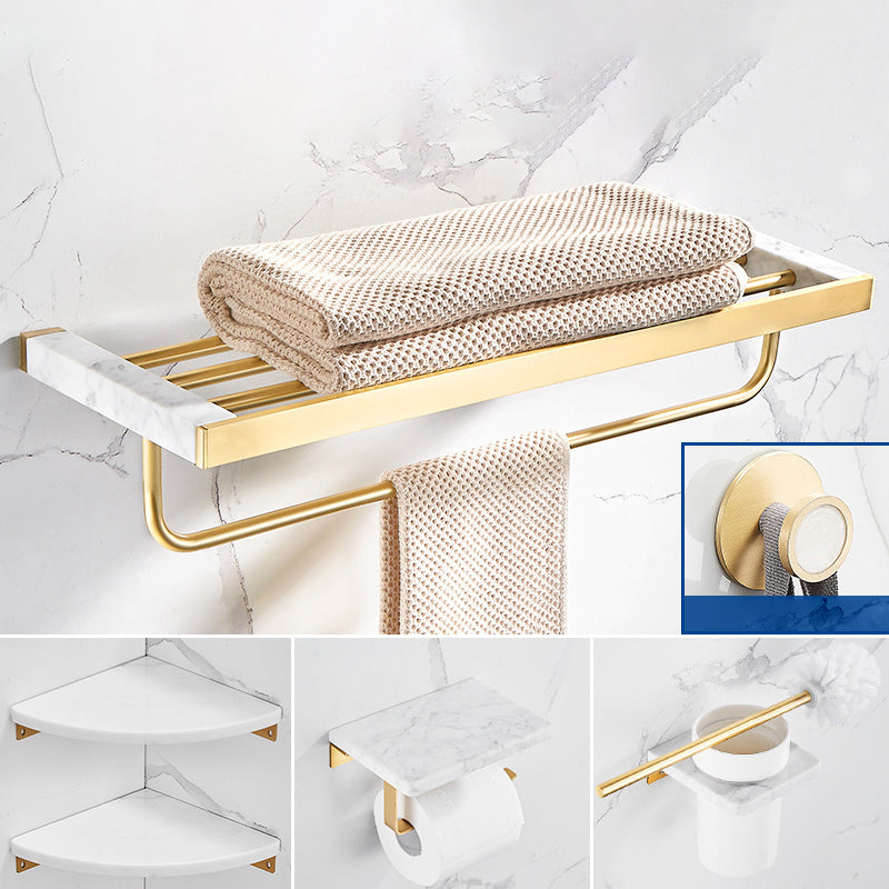 Marble & Brass Bath Hardware Set Golden Bathroom Accessory Kit