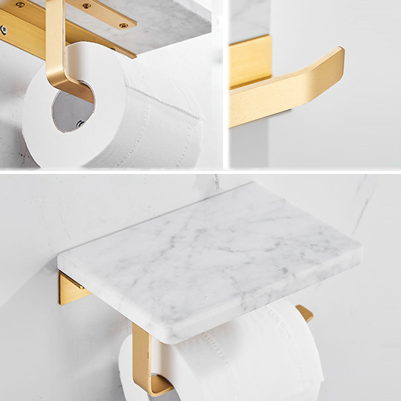 Marble & Brass Bath Hardware Set Golden Bathroom Accessory Kit