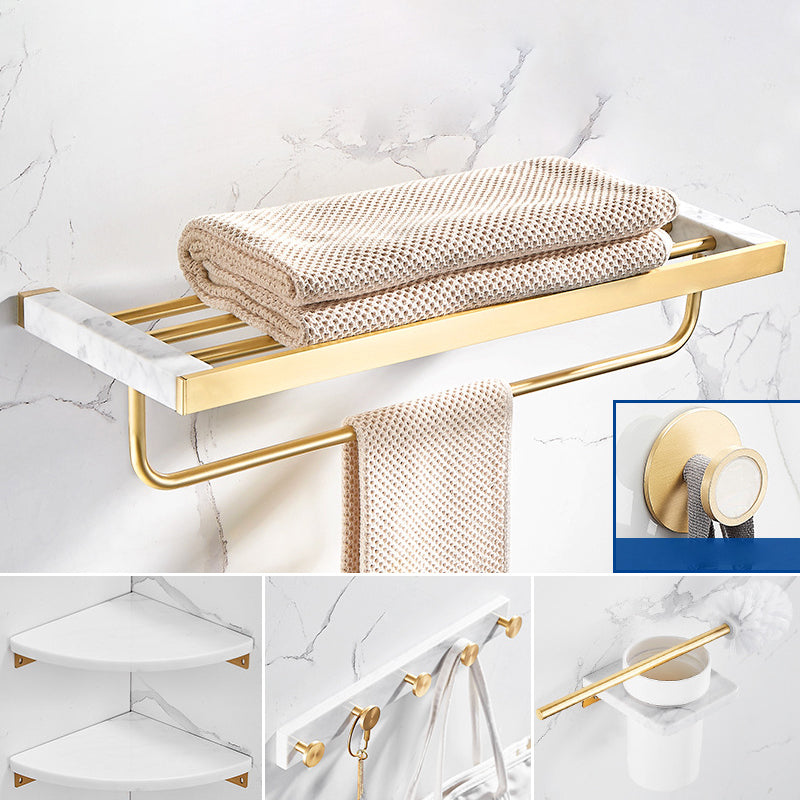 Marble & Brass Bath Hardware Set Golden Bathroom Accessory Kit