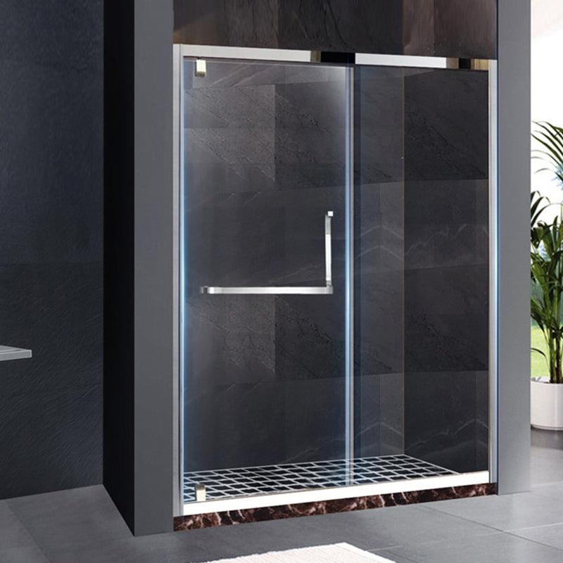 Glass and Metal Shower Bath Door Simple One-Line Shower Door