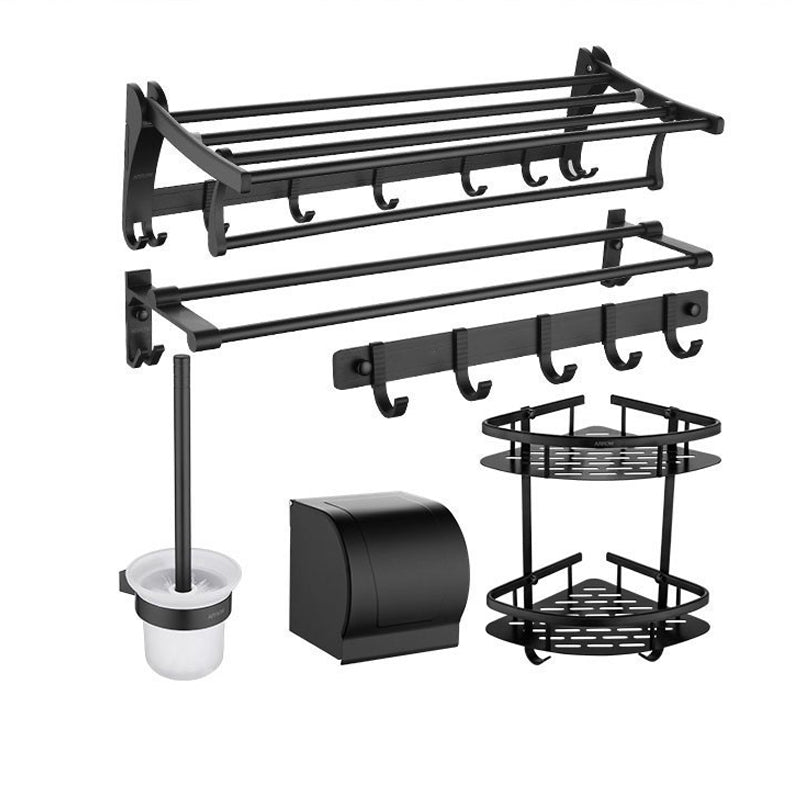 Contemporary Aluminum Bath Hardware Set Black Bathroom Accessory Kit