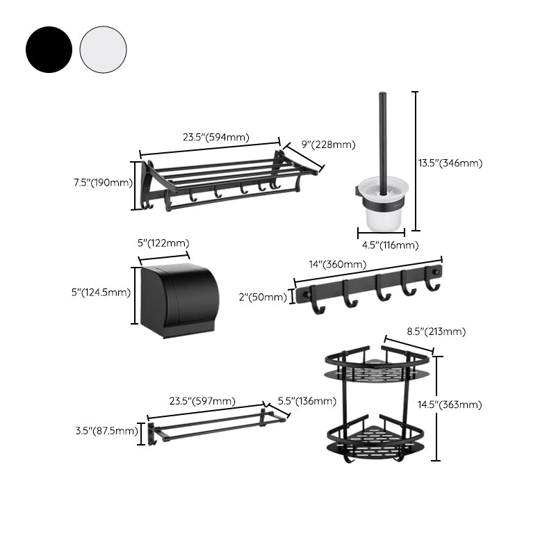 Contemporary Aluminum Bath Hardware Set Black Bathroom Accessory Kit