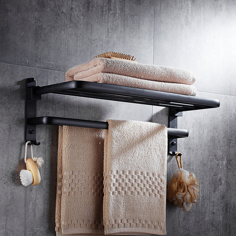 Contemporary 8-Piece Bathroom Hardware Set Matte Black Bath Shelf/Paper Holder/Robe Hooks