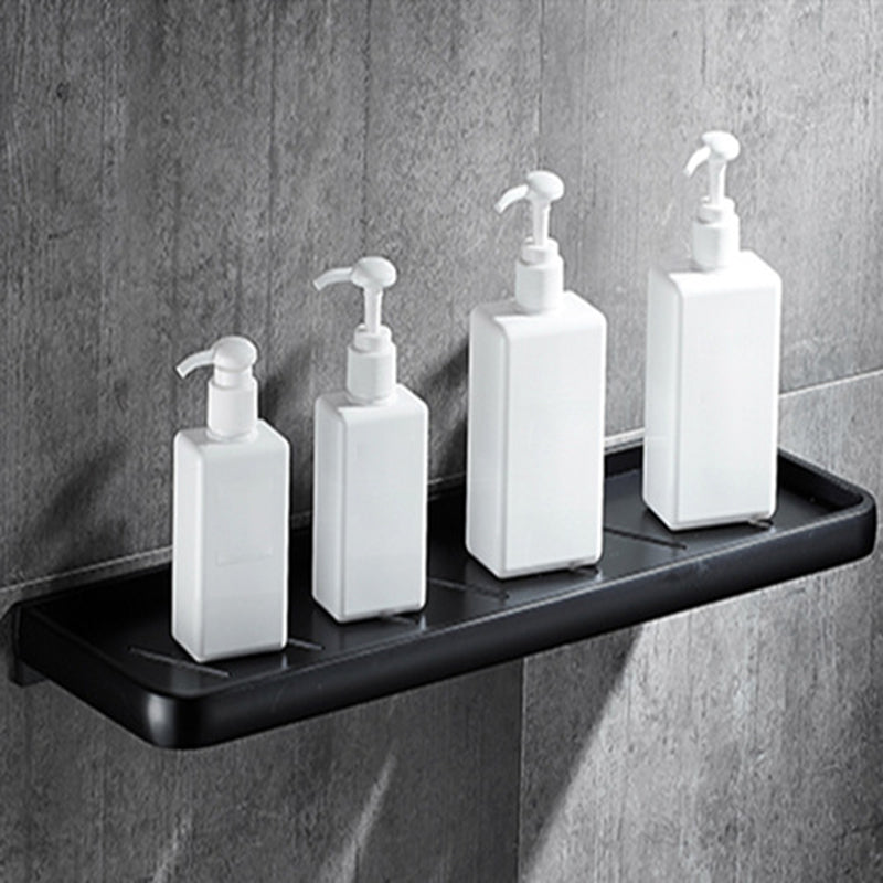 Contemporary 8-Piece Bathroom Hardware Set Matte Black Bath Shelf/Paper Holder/Robe Hooks