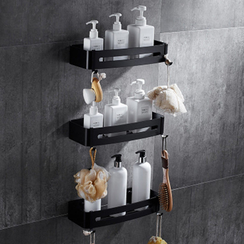 Contemporary 8-Piece Bathroom Hardware Set Matte Black Bath Shelf/Paper Holder/Robe Hooks