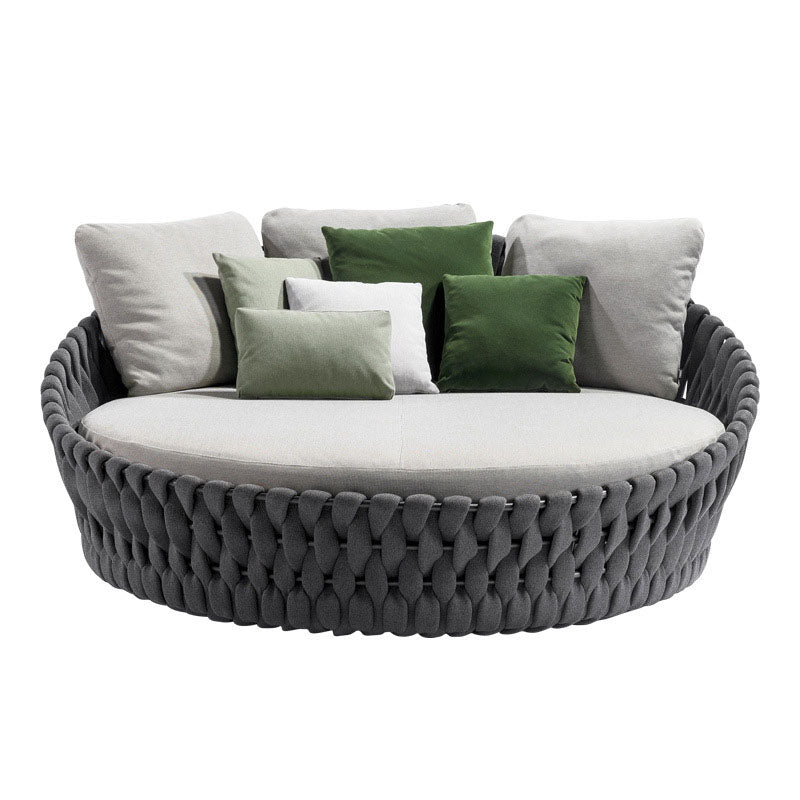 Metal Frame Outdoor Sofa Water / UV Resistant Patio Sofa with Gray Cushion