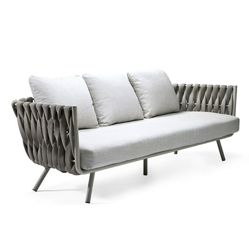 Metal Frame Outdoor Sofa Water / UV Resistant Patio Sofa with Gray Cushion