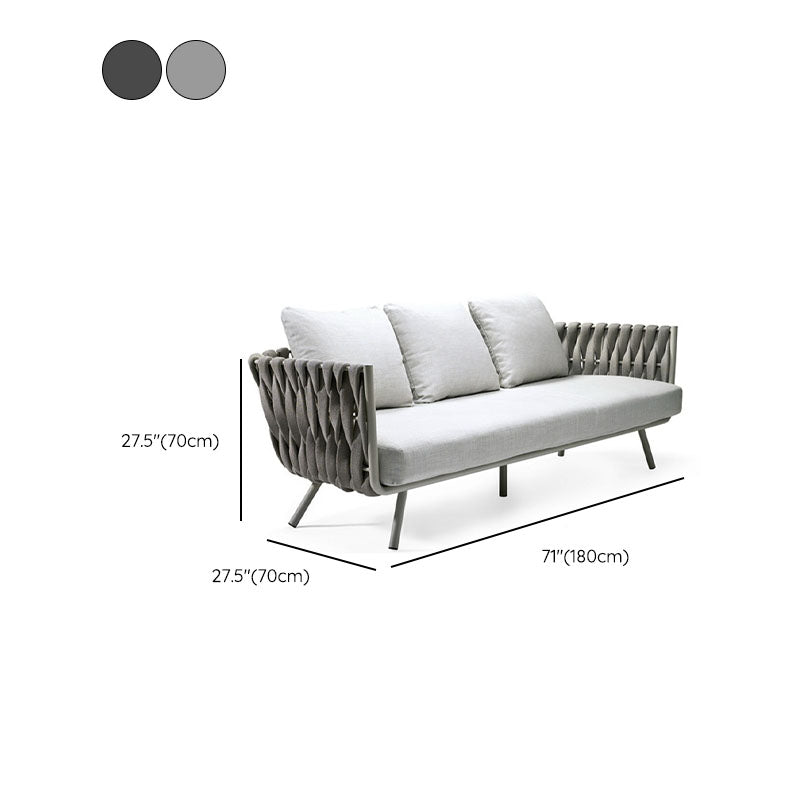 Metal Frame Outdoor Sofa Water / UV Resistant Patio Sofa with Gray Cushion