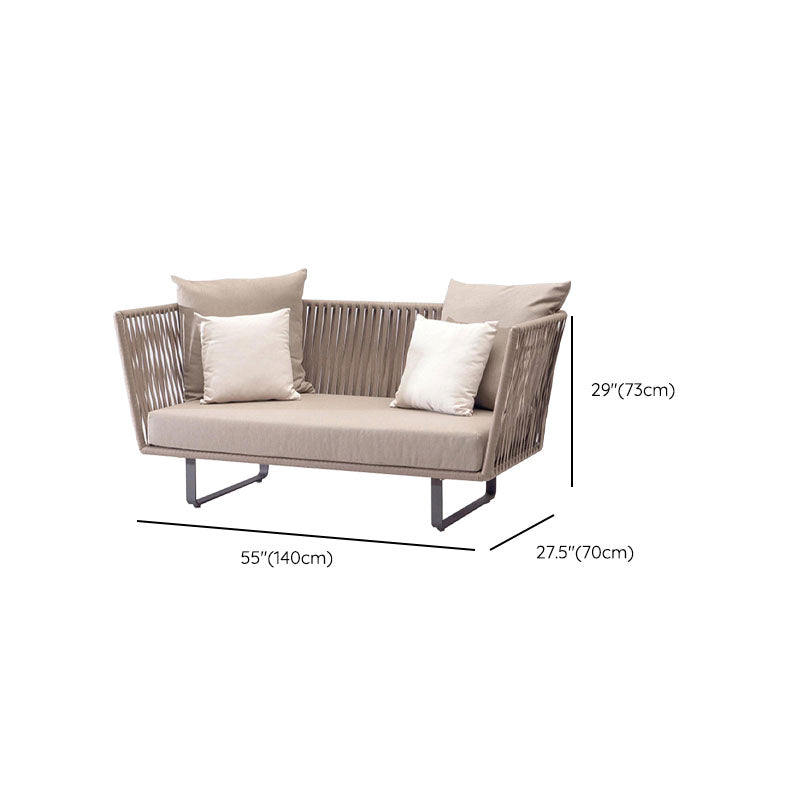 Contemporary Patio Sofa UV Resistant Outdoor Patio Sofa with Cushions