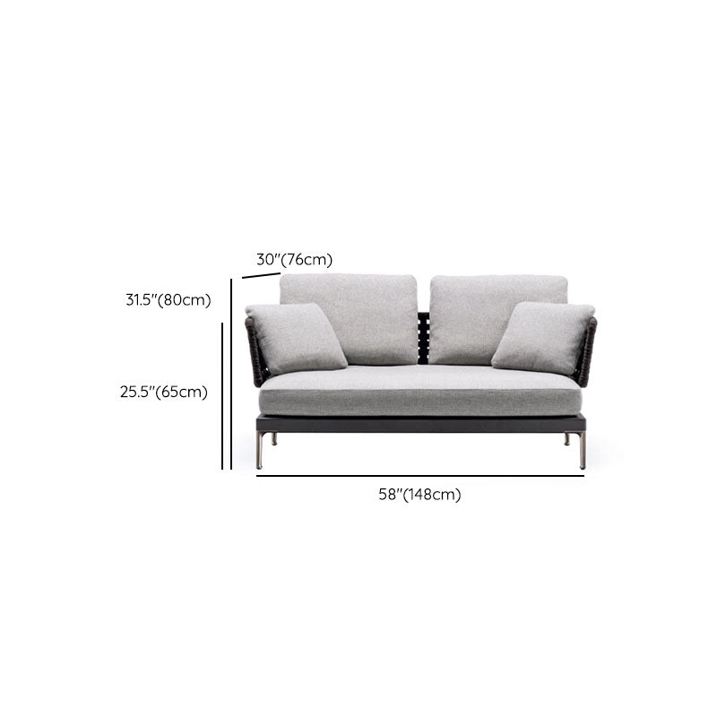 Contemporary Metal Frame Patio Sofa Water Resistant Outdoor Patio Sofa