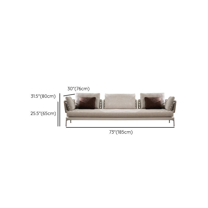 Contemporary Metal Frame Patio Sofa Water Resistant Outdoor Patio Sofa