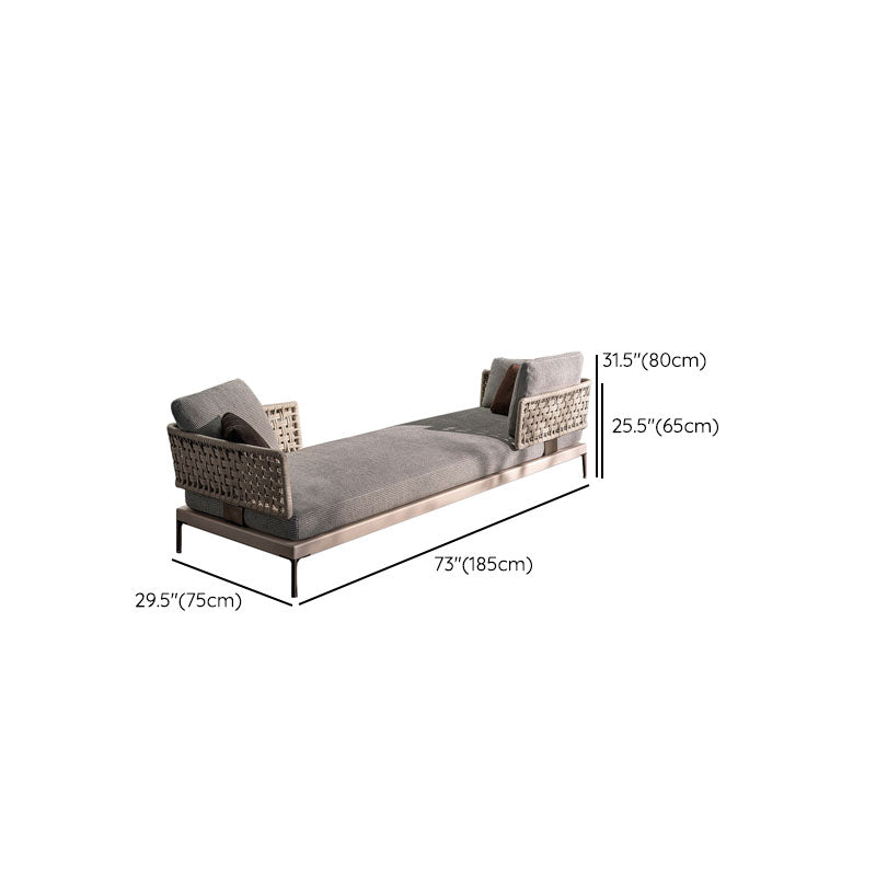 Contemporary Metal Frame Patio Sofa Water Resistant Outdoor Patio Sofa