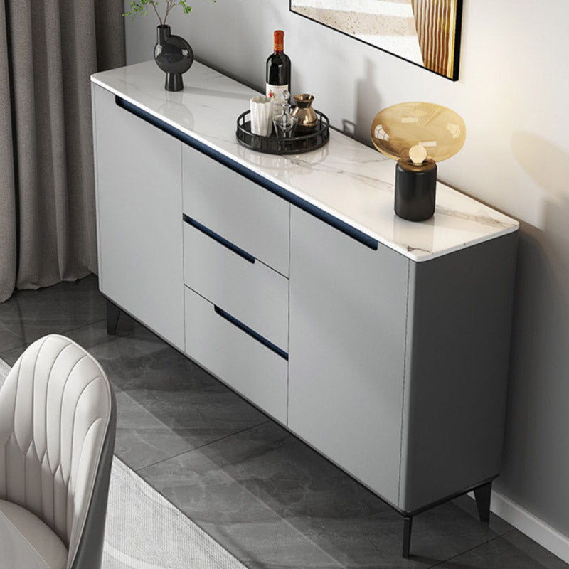 Contemporary Credenza Stone Dining Buffet with Cabinets and Drawers