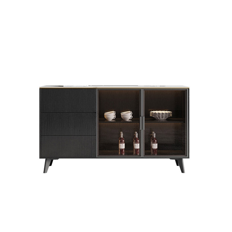 Stone Credenza Contemporary Style Dining Buffet with Cabinets and Drawers