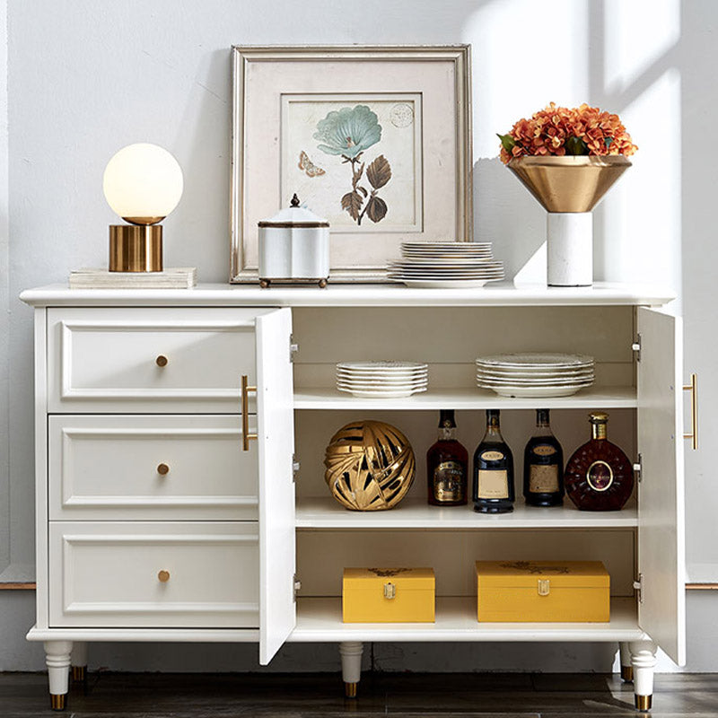 Wood Buffet Table Modern Side Board with Cabinets and Drawers